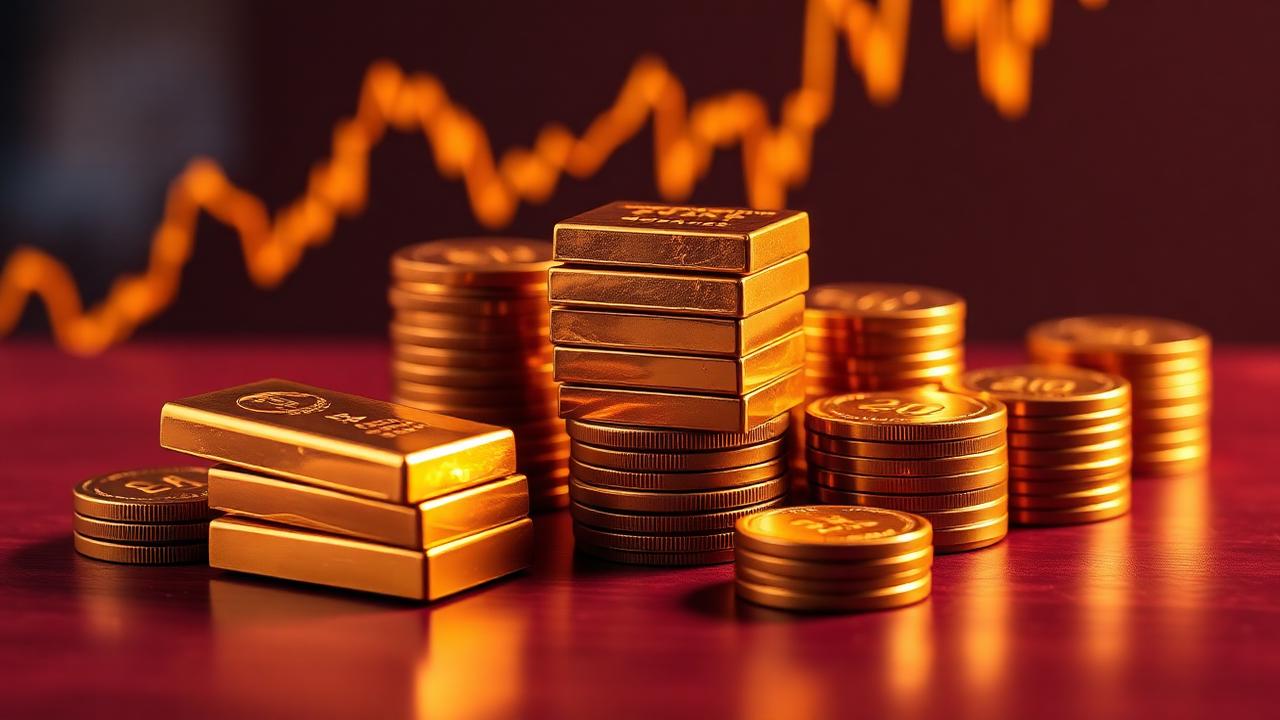 Gold bars and coins with a rising price chart — 2026 gold price forecast Sri Lanka